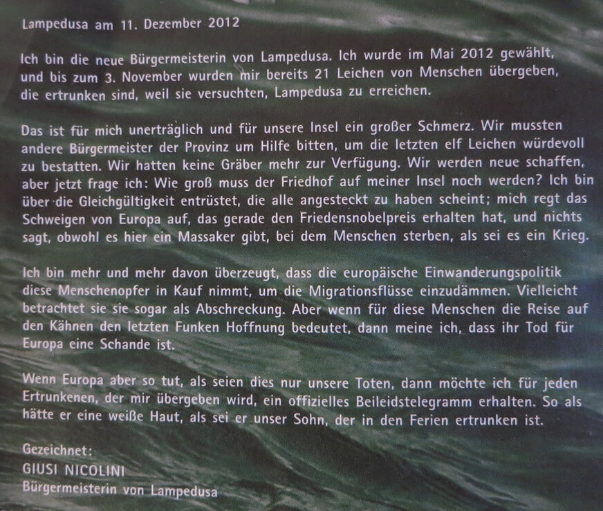 Offener Brief Buerger meister in Lampedusa